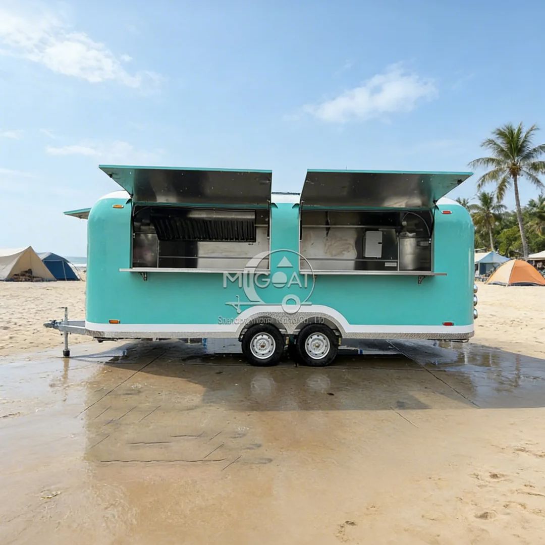 Commercial Kitchen Interior - Commerciële mobiele keukenvoedselwagen met roestvrijstalen binnenkant