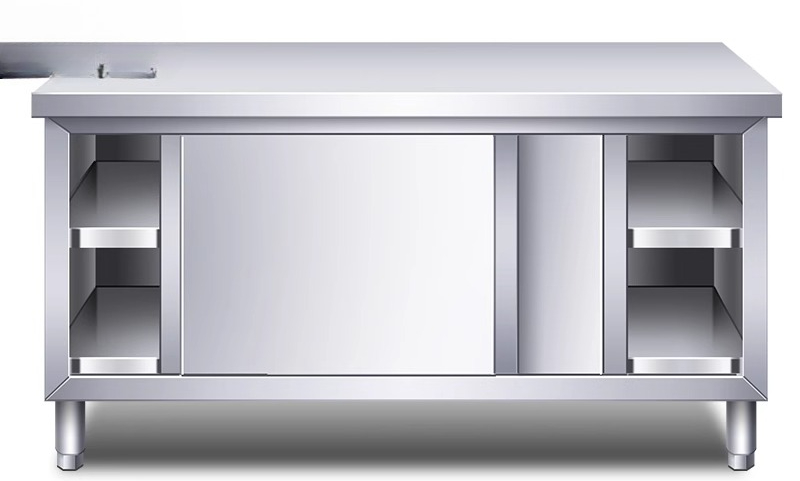 Commercial Kitchen Worktops - Keukenconsole roestvrijstalen werkblad met schuifdeur snijplank