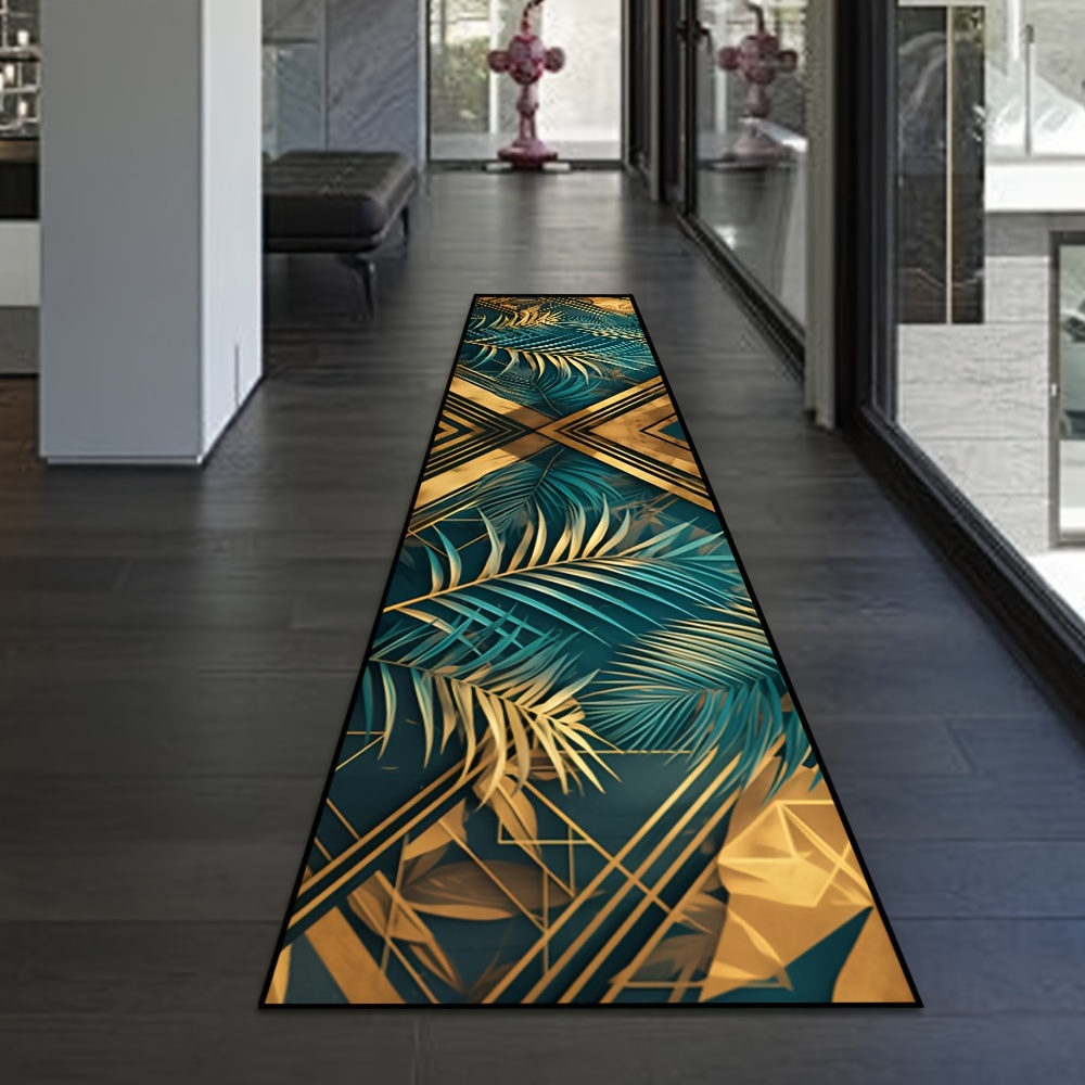 Commercial Kitchen Interior - Moderne tropische palmmotief vloermat Emerald Golden