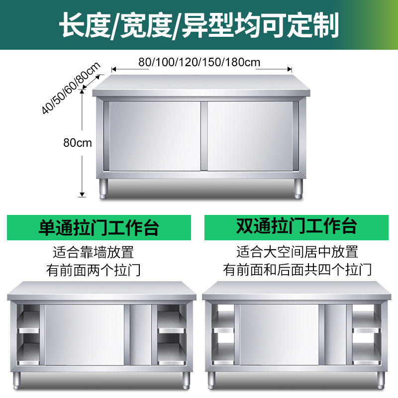 Commercial Kitchen Worktops - 304 RVS werkblad met schuifdeur, Choscopy