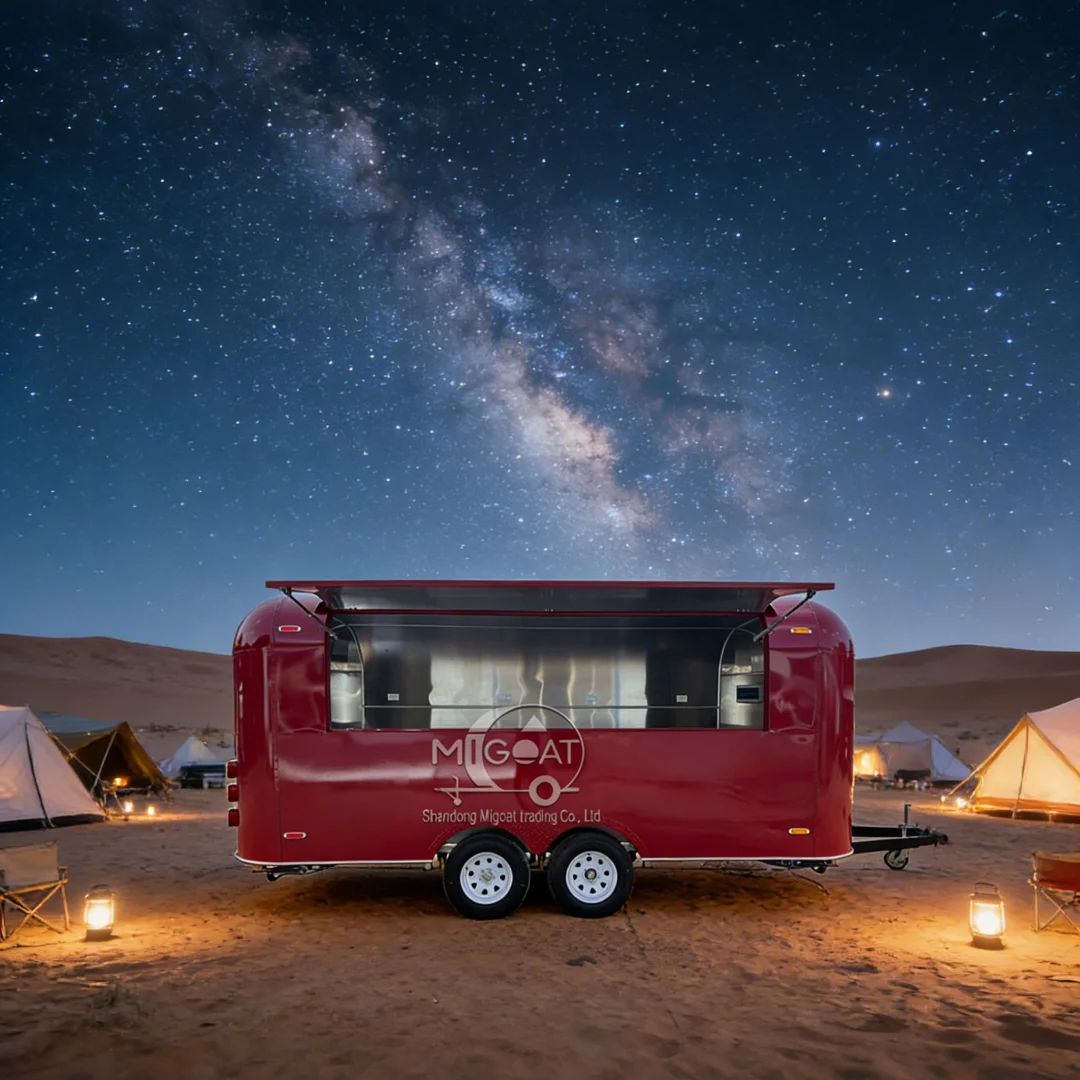 Commercial Kitchen Interior - Rode commerciële voedselconcessie-aanhangwagen Mobiele keukenwagen met