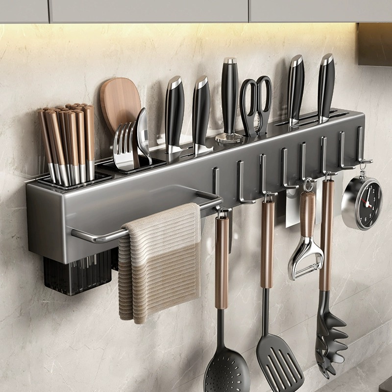 Commercial Kitchen Knife Holder - Multifunctioneel aan de muur gemonteerd keukenopbergrek,