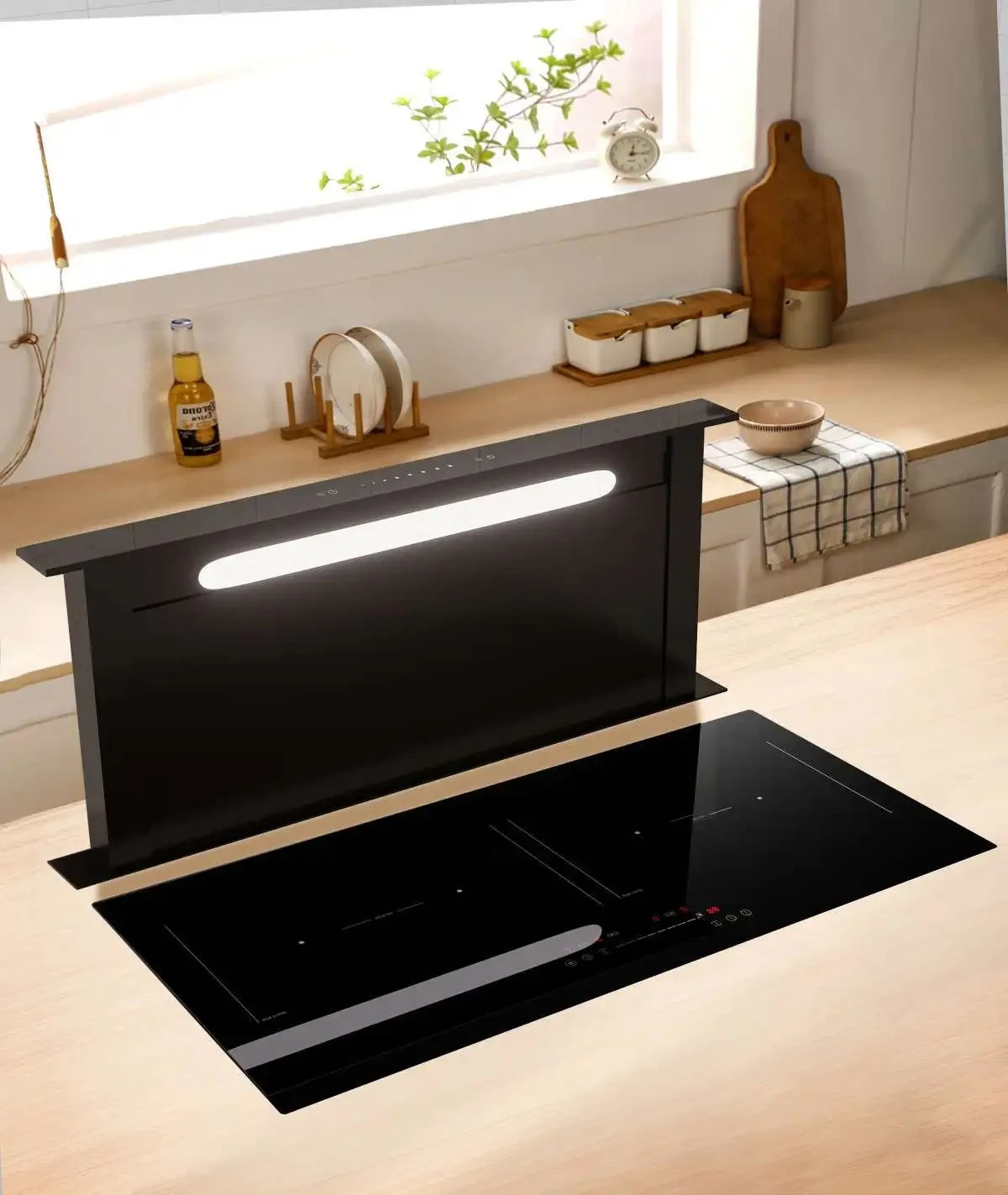 Commercial Kitchen Hood Installation - 90cm Ultra-Dunne Uitschuifbare Downdraft Afzuigkap Automatische