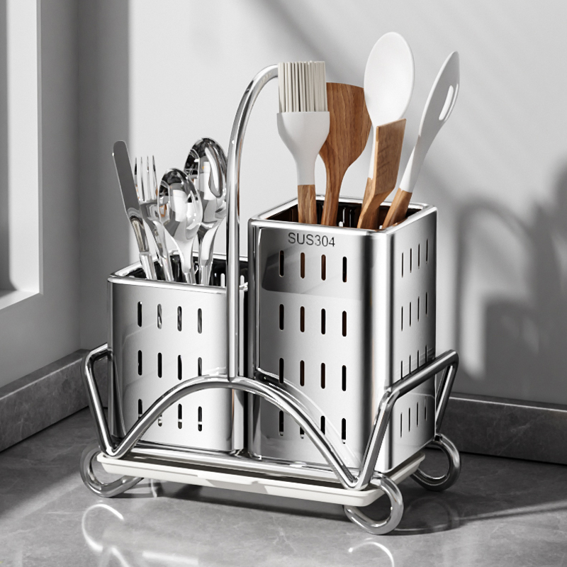 Commercial Kitchen Knife Holder - Keukenbestekorganizer, roestvrijstalen bestekhouder voor lepel, vork,