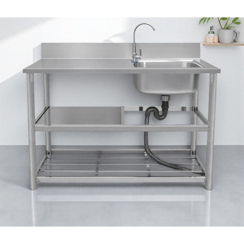 Commercial Kitchen Worktops - RVS vrijstaande spoelbak met werkblad. Geschikt
