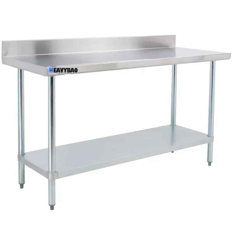 Commercial Kitchen Backsplash - Industriële keuken roestvrijstalen werktafel met achterwand