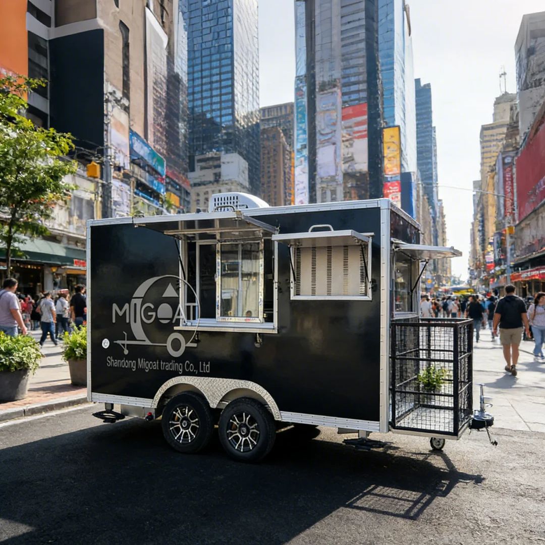 Commercial Kitchen Interior - Commerciële roestvrijstalen foodtruck, aanhangwagen, mobiele buitenverkoopwagen,