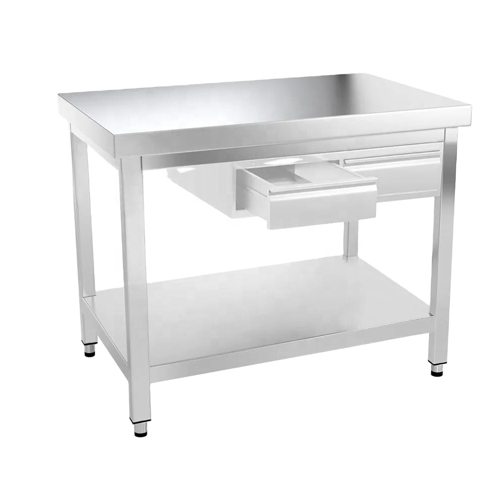 Commercial Kitchen Backsplash - Commerciële roestvrijstalen keukenvoorbereiding en werktafel met