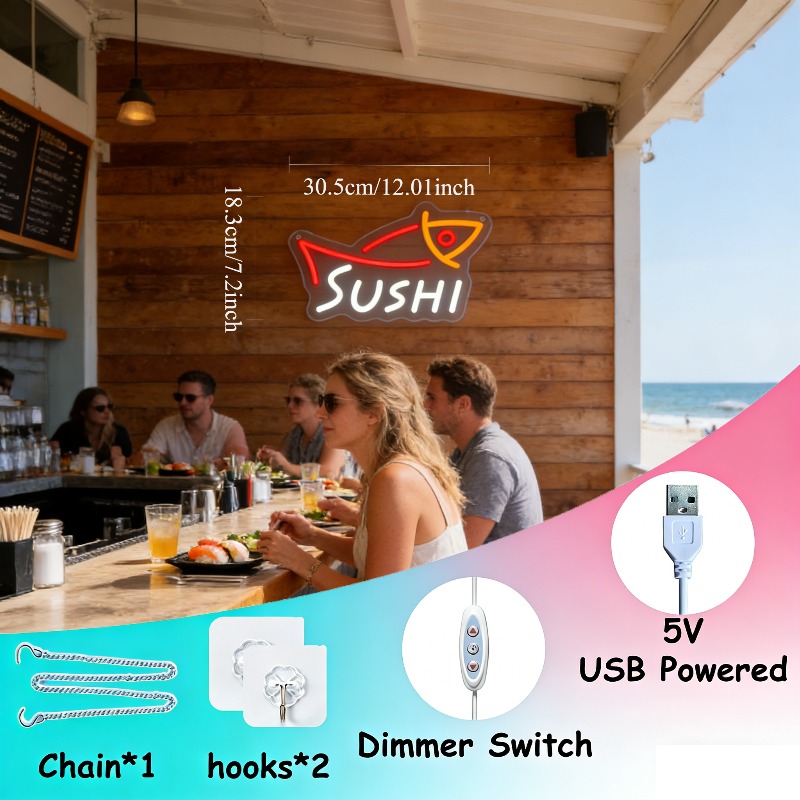 LED Sushi Visvormig Neonbord U - Commercial Kitchen Japanese recensie en prijs
