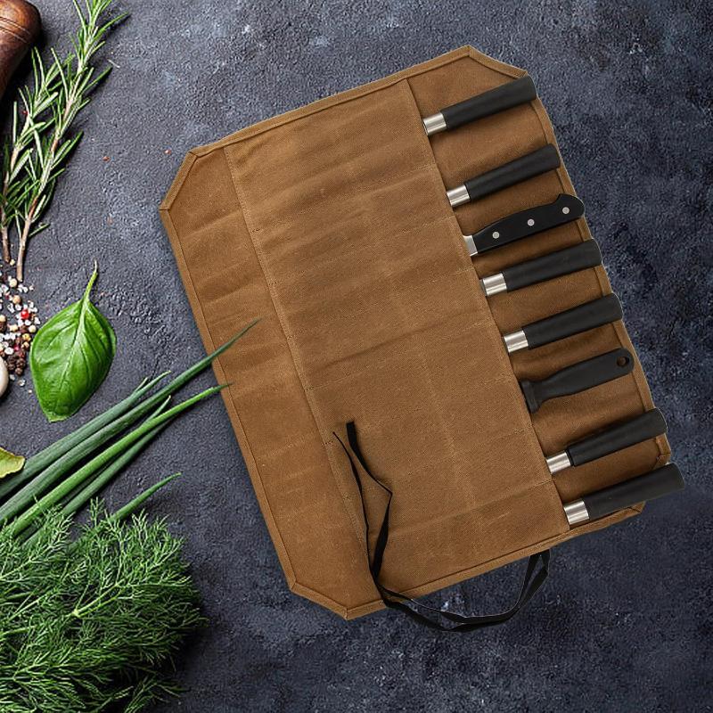 Gewaxte Canvas Koksmessenrol M - Commercial Kitchen Knife Holder recensie en prijs