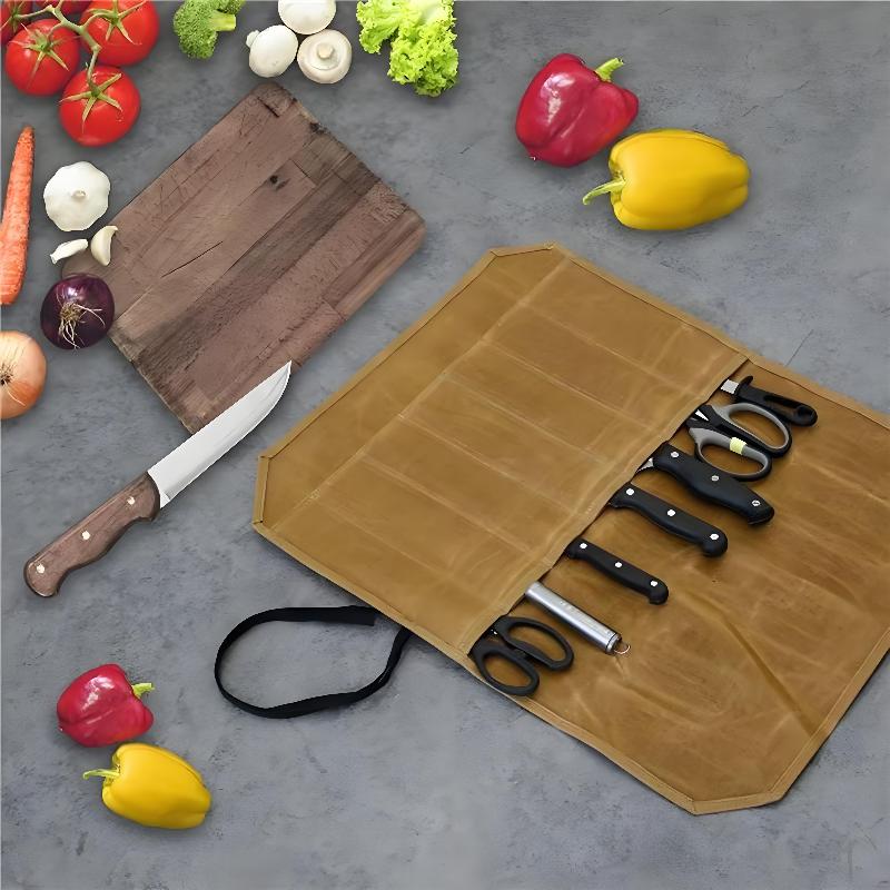 Gewaxte Canvas Koksmessenrol M - Commercial Kitchen Knife Holder recensie en prijs