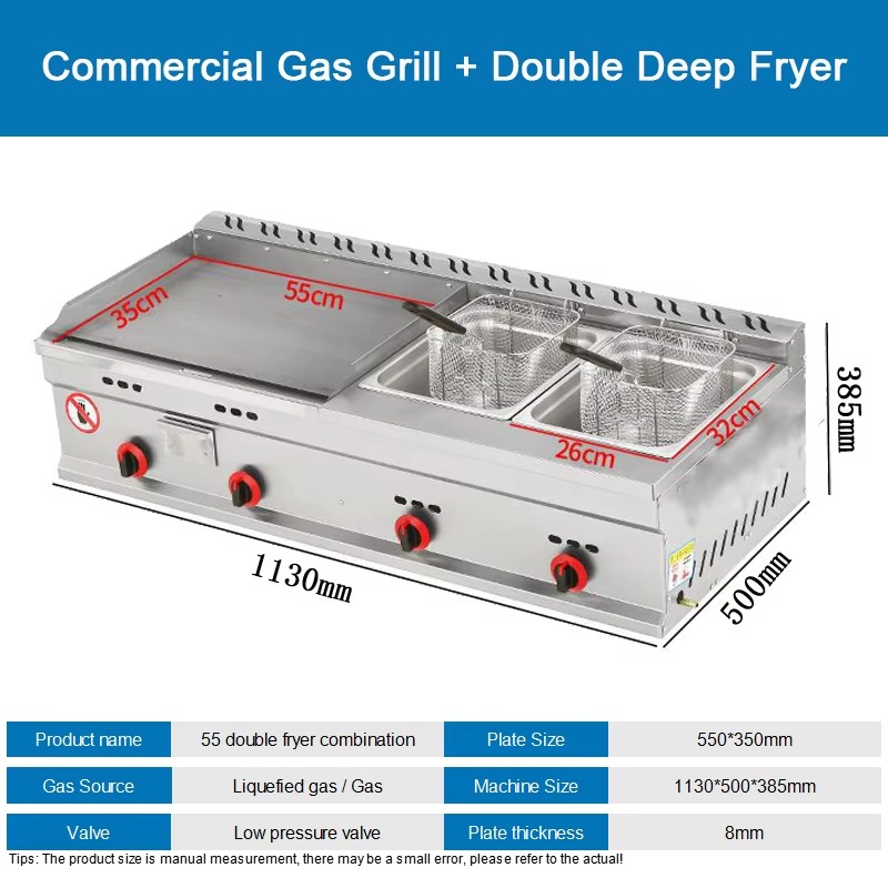 Commerciële gasgrill + dubbele - Deep Fryer Commercial recensie en prijs